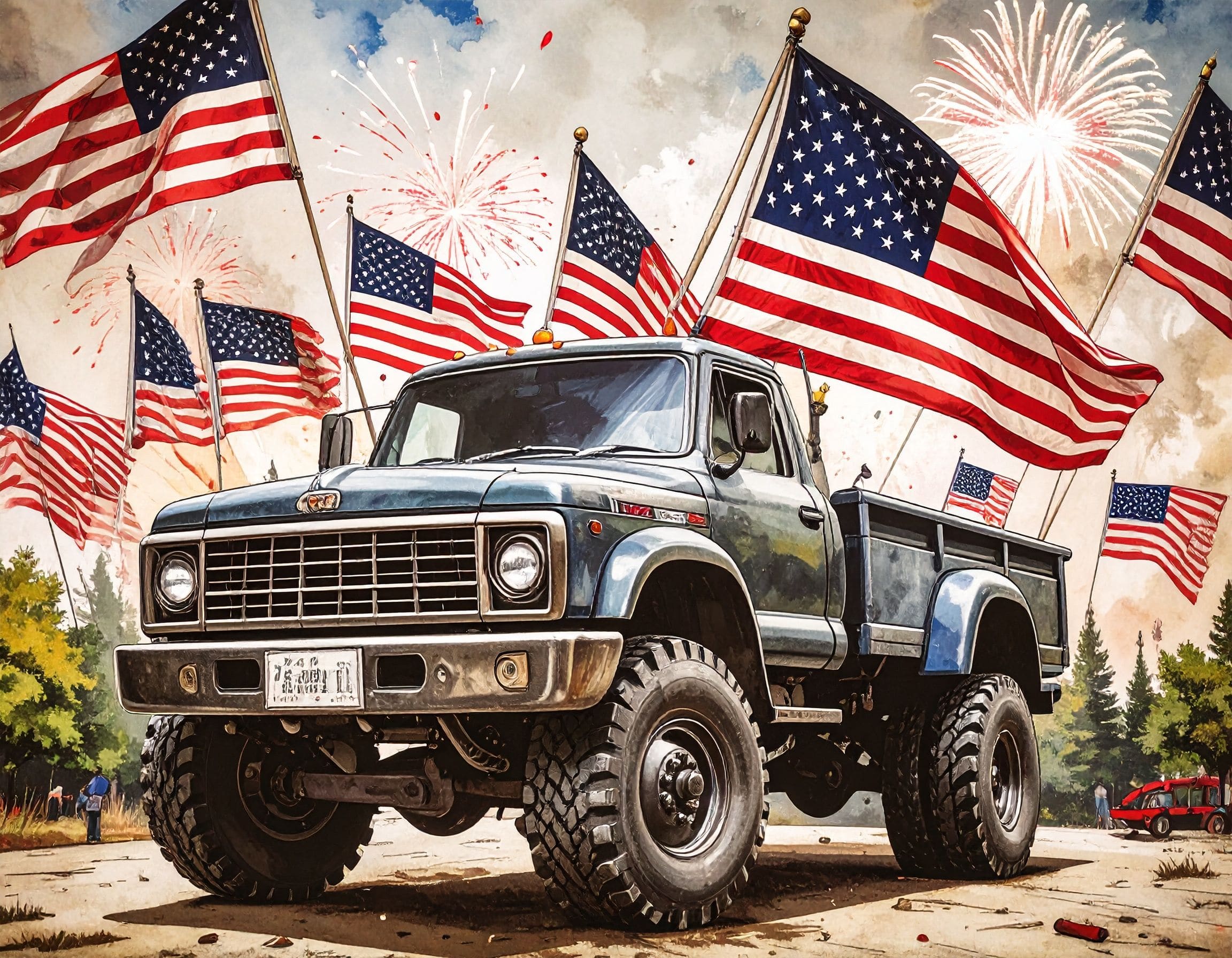 Americana from the perspective of a pickup truck